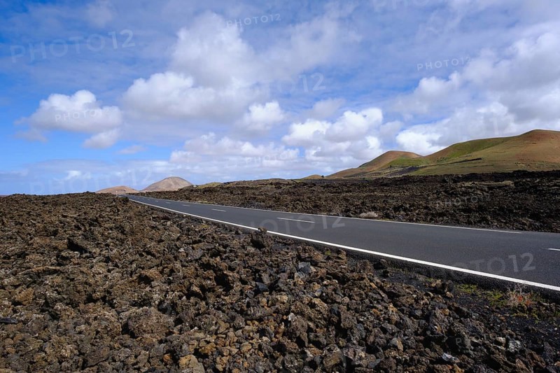 Road through lava field