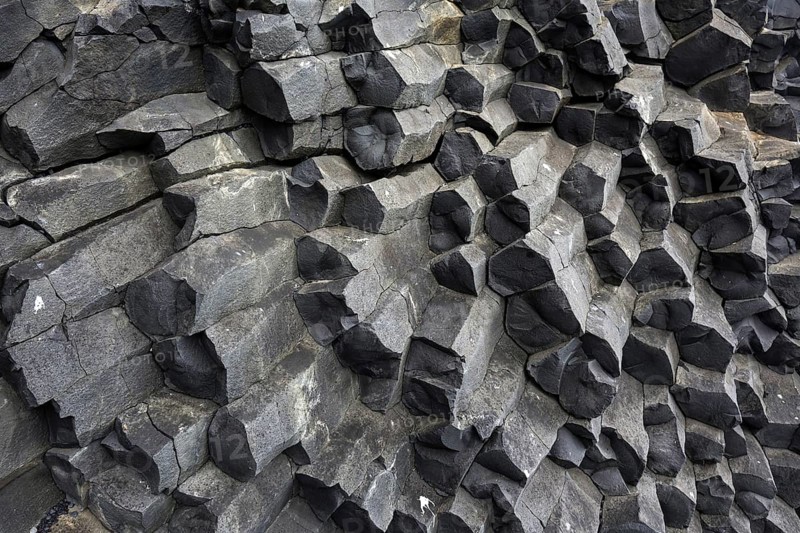 Basalt columns at the black lava edge Reynisfjara