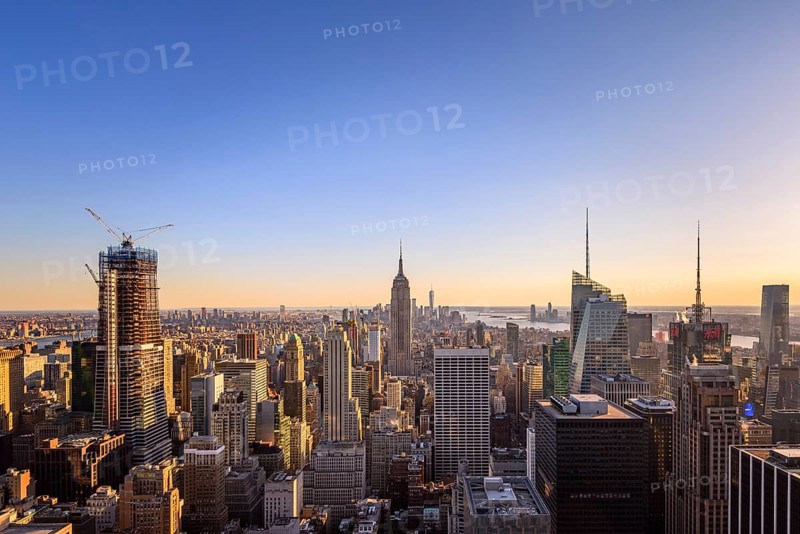 View of Midtown and Downtown Manhattan and Empire State Building from Top of the Rock Observation Center