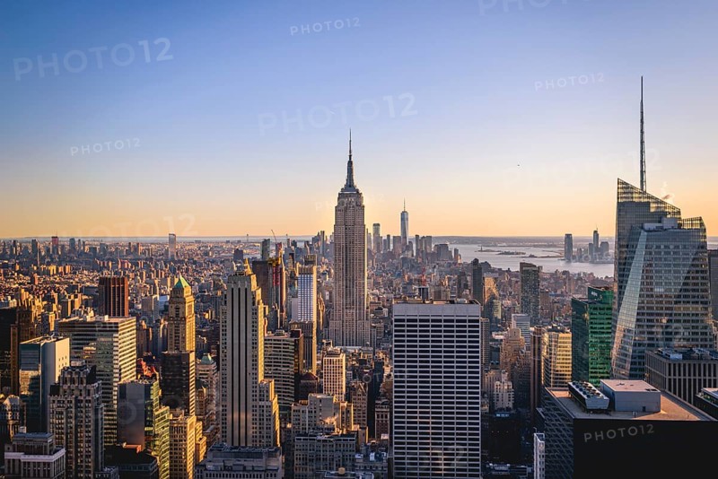 View of Midtown and Downtown Manhattan and Empire State Building from Top of the Rock Observation Center