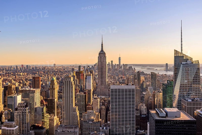 View of Midtown and Downtown Manhattan and Empire State Building from Top of the Rock Observation Center