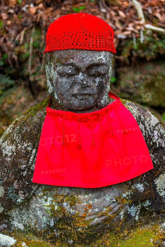 Jizo statues with red caps