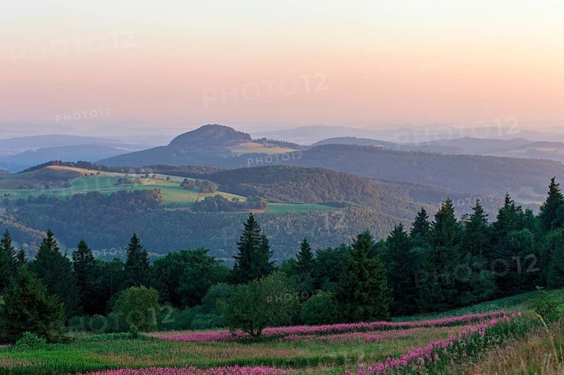 View from the top of the Wasserkuppe to the hilly landscape