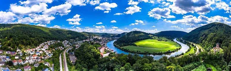 Aerial view of the Vierburgeneck Schadeck Castle