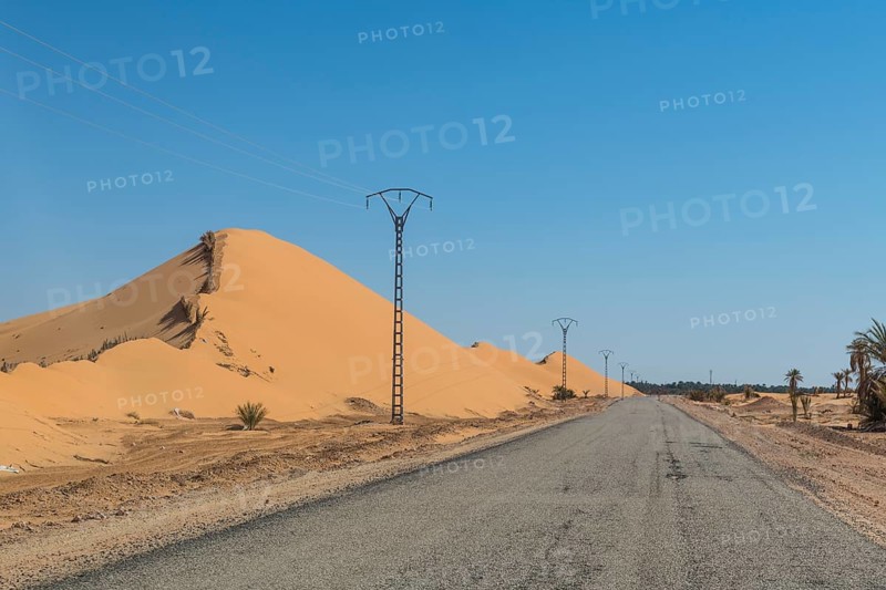 Road leading through the sanddunes of the Sahara