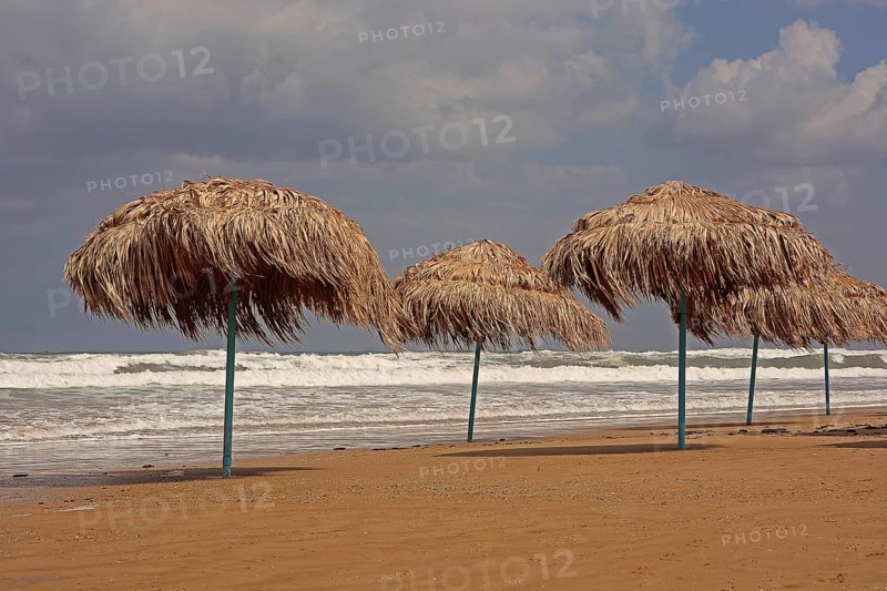 Sunshades at the beach of Georgioupolis