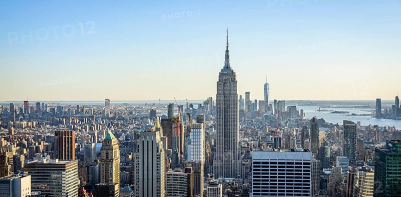 View of Midtown and Downtown Manhattan and Empire State Building from Top of the Rock Observation Center