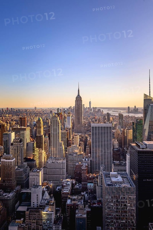 View of Midtown and Downtown Manhattan and Empire State Building from Top of the Rock Observation Center