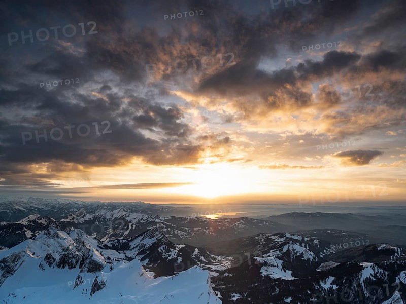 Sunset and clouds on a spring day on the Santis