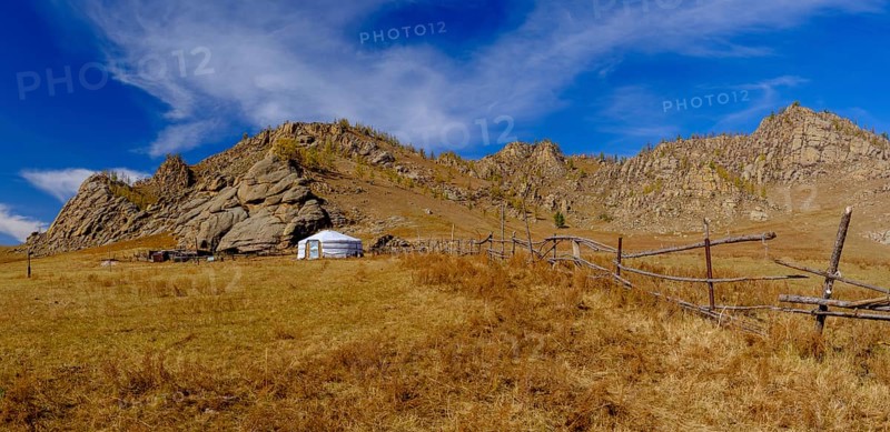 Yurt under rocks in Gorchi Terelj National Park