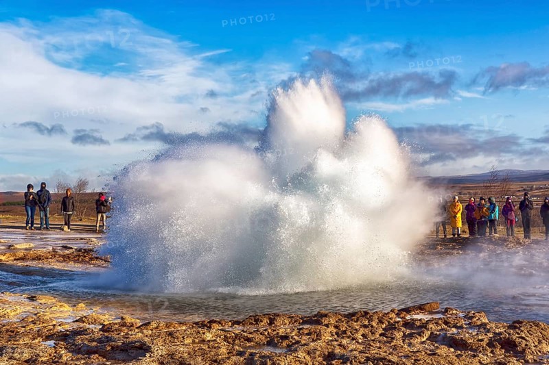 Geysir Strokkur on a sunny autumn day