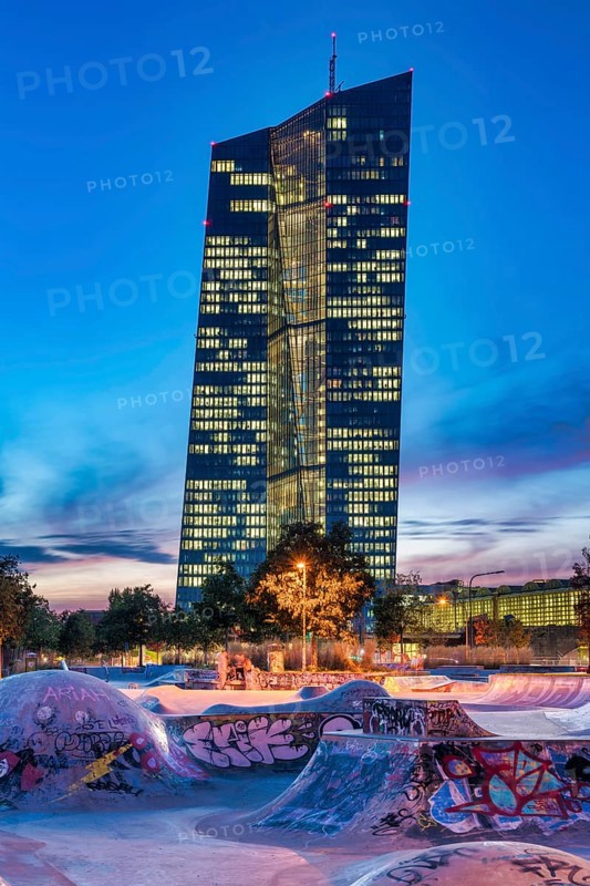 Illuminated European Central Bank ECB