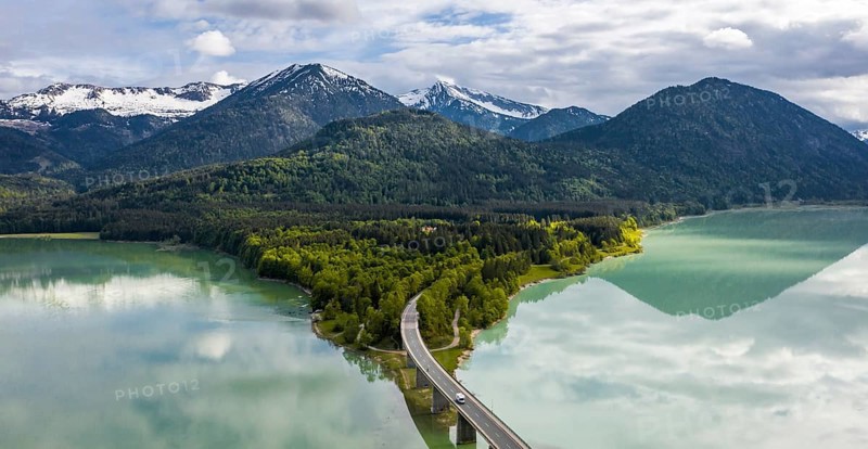 Sylvenstein lake and Faller-Klamm bridge