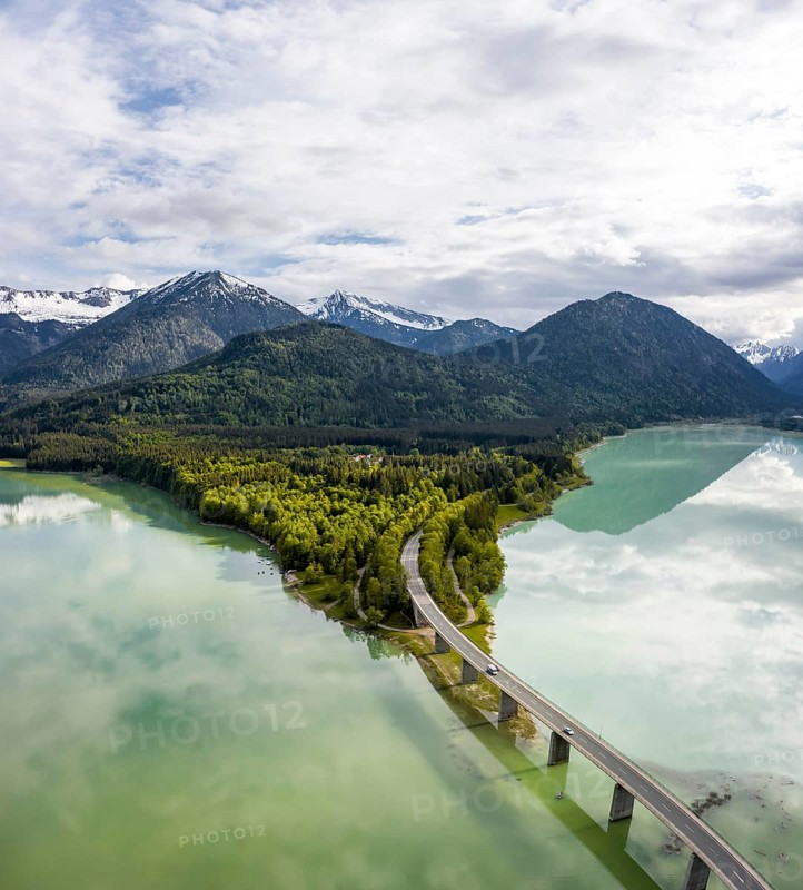 Sylvenstein lake and Faller-Klamm bridge