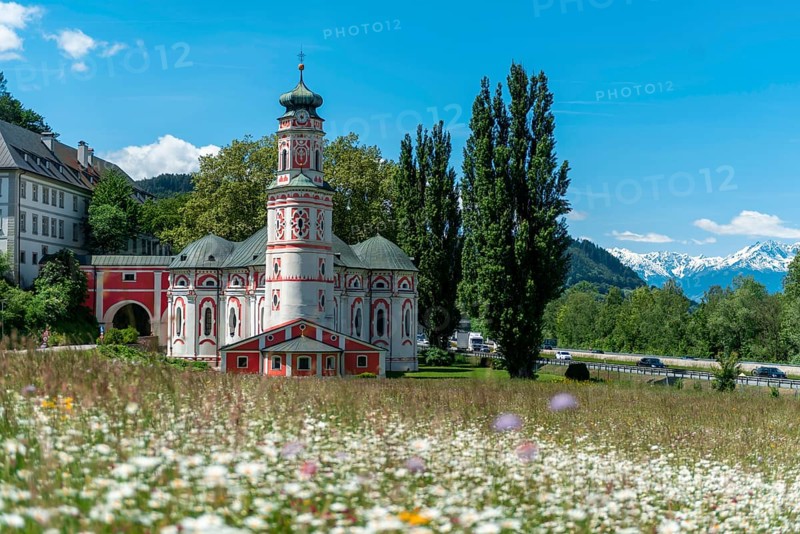 Flower meadow in front of the monastery St. Karl