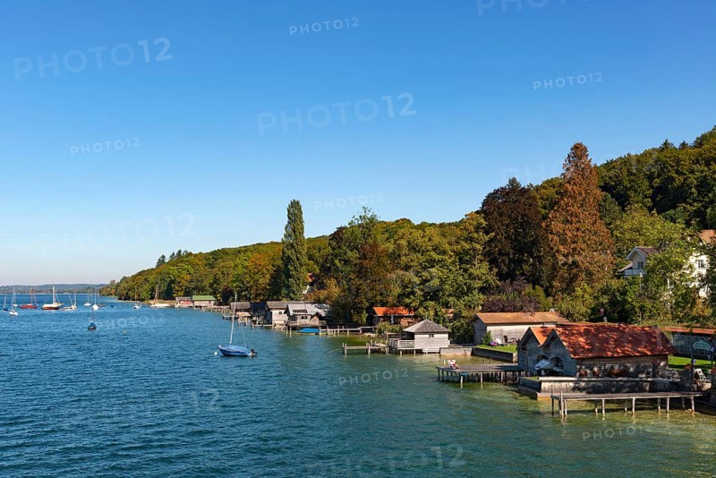 Boathouses at Lake Starnberg near Leoni