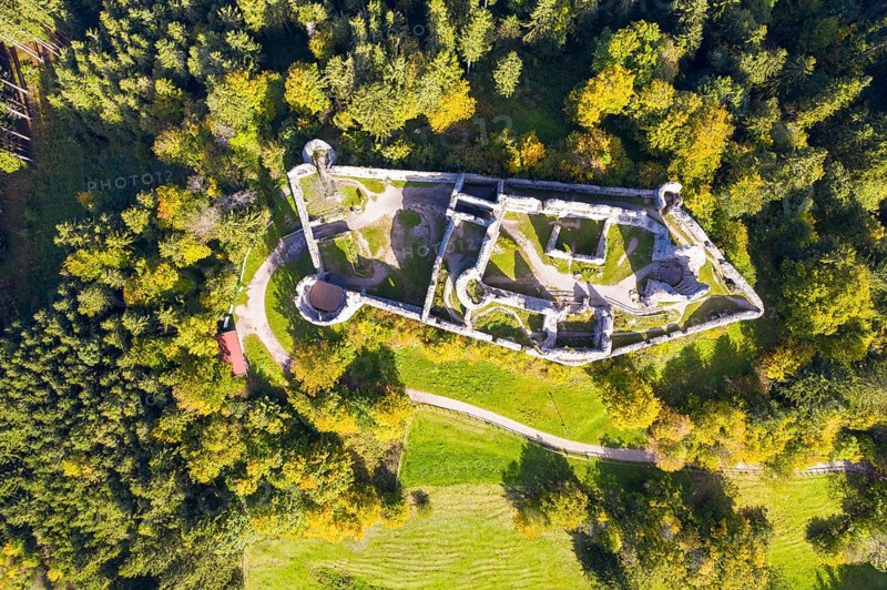 Hohenfreyberg castle ruin from above