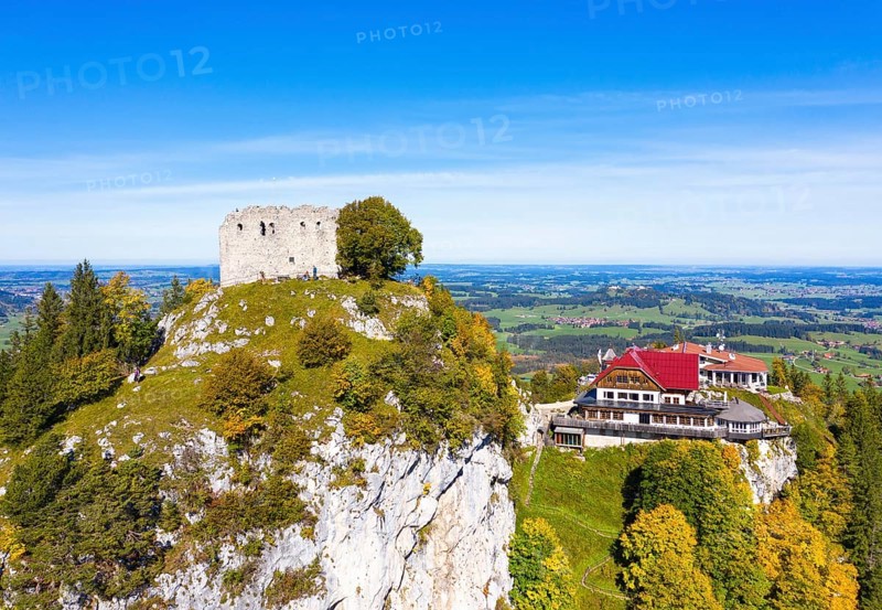 View of Falkenstein Castle Ruin and Falkenstein Castle Hotel