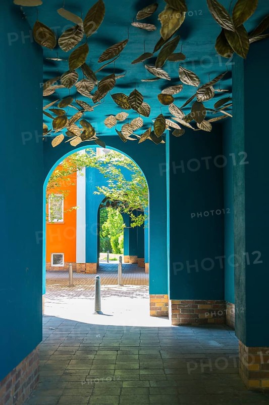 Artistically designed ceiling in a house passage