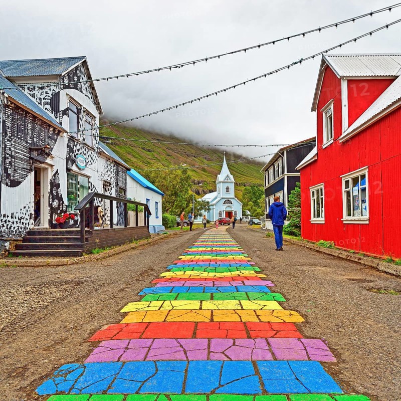 Rainbow trail to the church