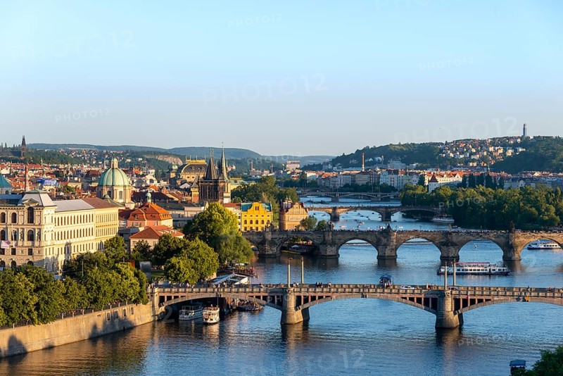 City view with bridges over the Vltava River