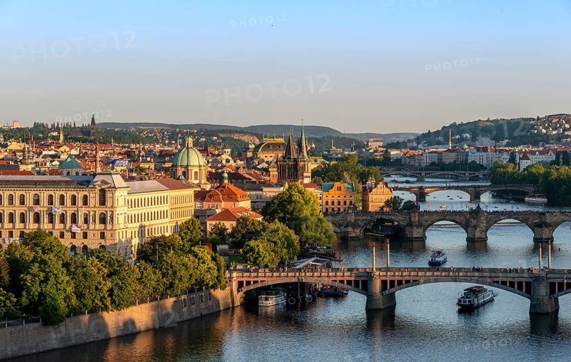 City view with bridges over the Vltava River