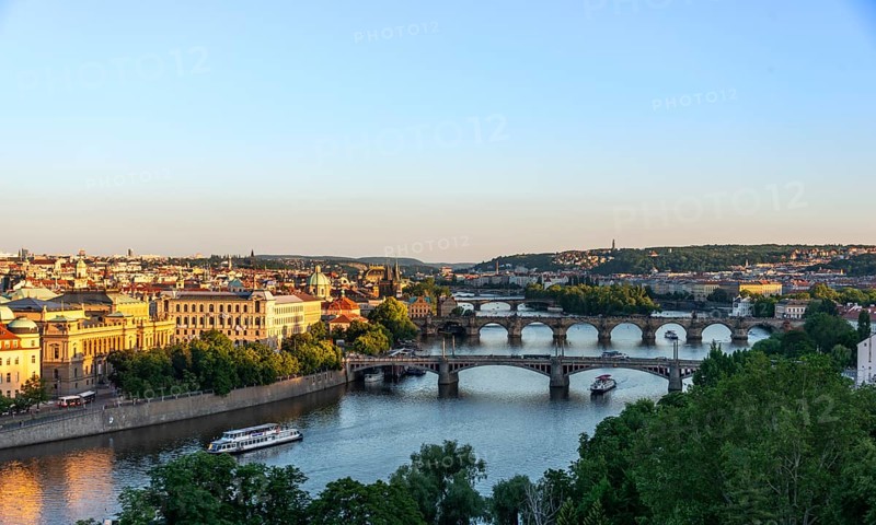 City view with bridges over the Vltava River