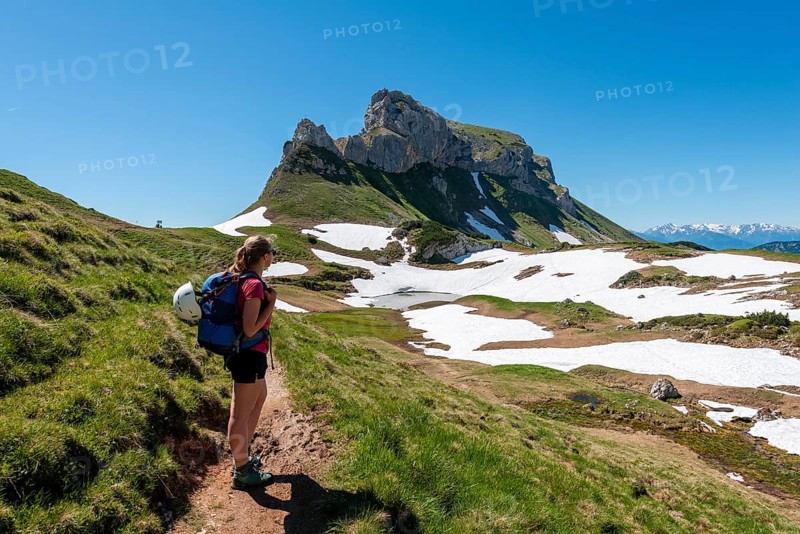 Young woman on a hiking trail