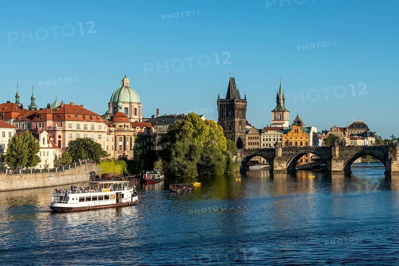 River Vltava with boats