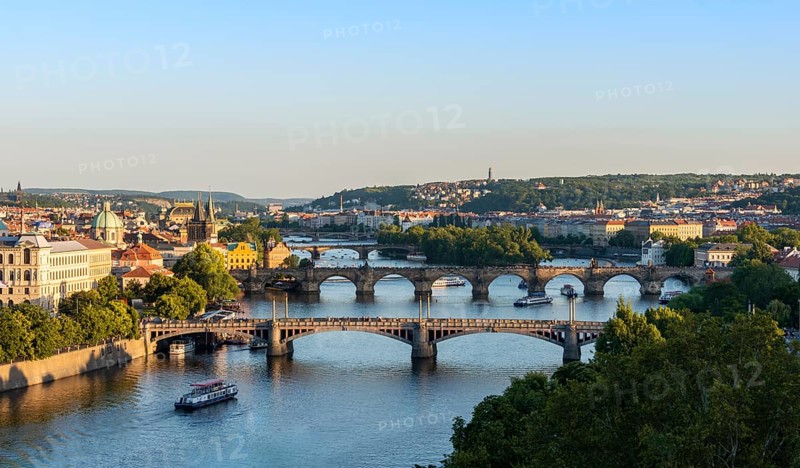 City view with bridges over the Vltava River
