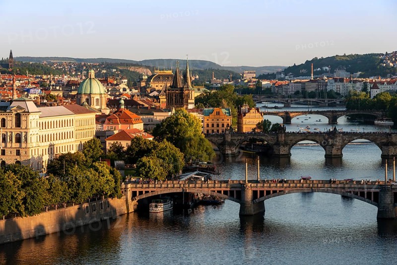 City view with bridges over the Vltava River