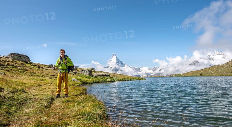 Hiker at Lake Stellisee