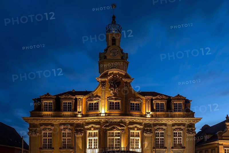 Illuminated baroque town hall from 1735