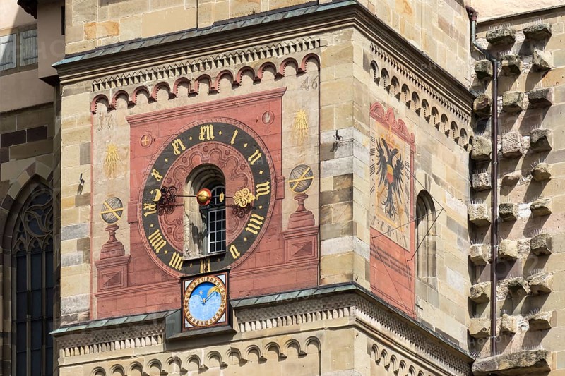 Astronomical clock at the tower of the church St. Michael