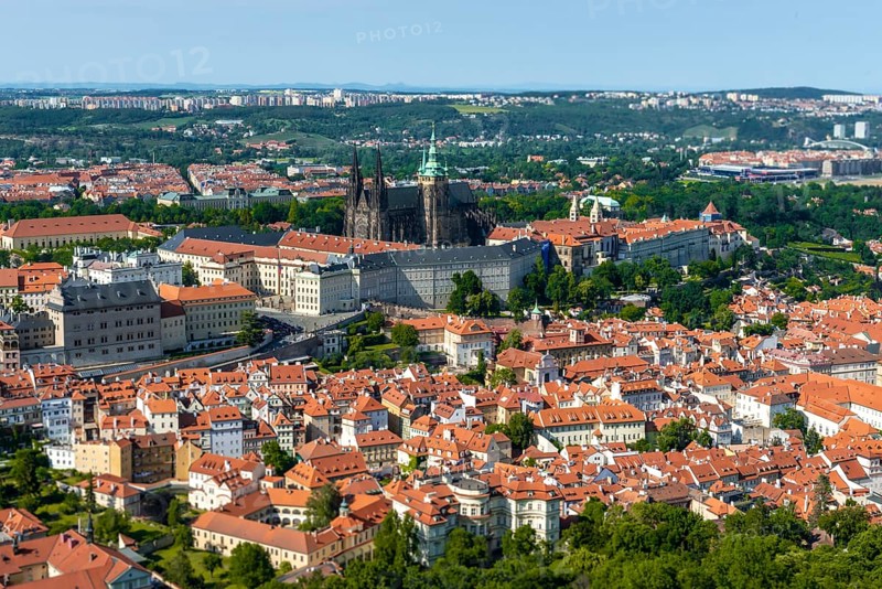 View from Petrin Park of St Vitus Cathedral and Prague Castle