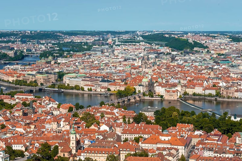 View from Petrin Park to Charles Bridge