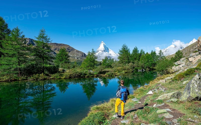 Hiker on Lake Grindij
