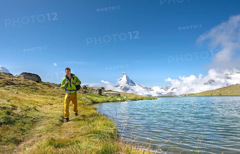 Hiker at Lake Stellisee