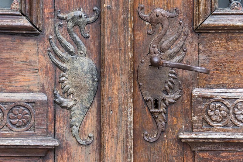 Historical door fittings in the old town