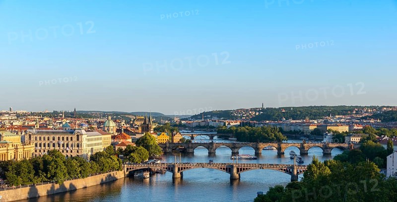 City view with bridges over the Vltava River
