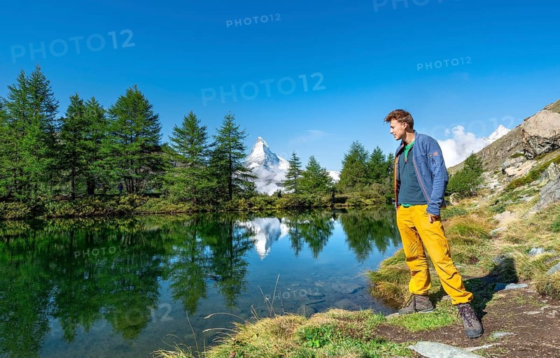 Hiker on Lake Grindij