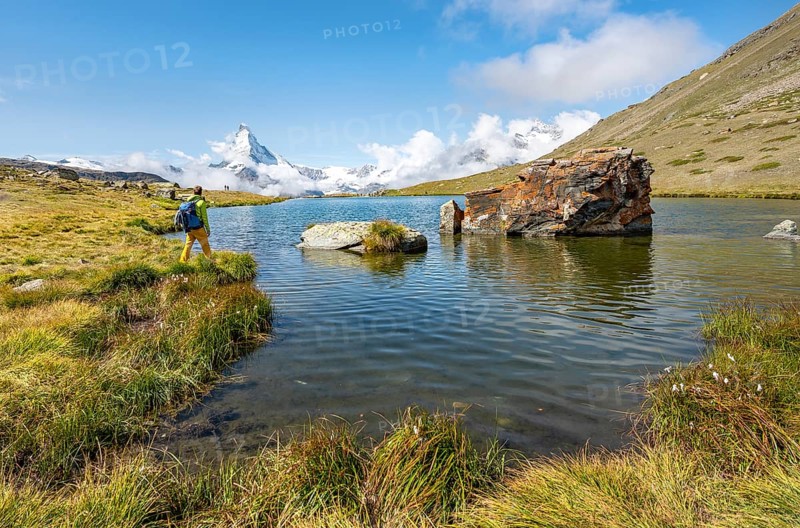 Hiker at Lake Stellisee