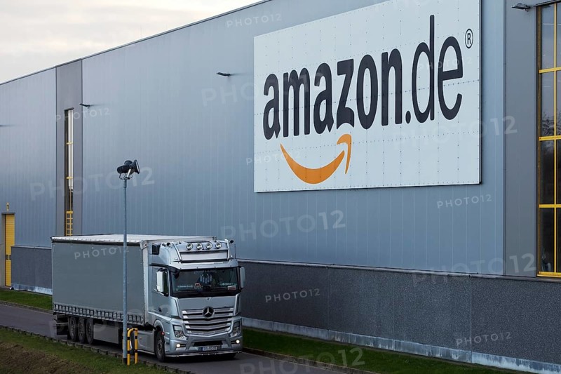 Trucks in front of Amazon logistics centre
