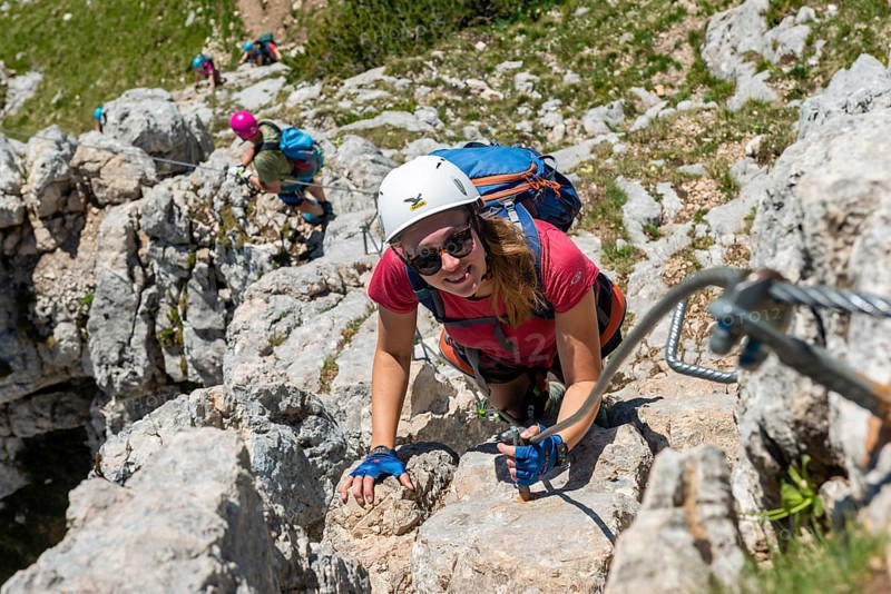 Young woman climbing