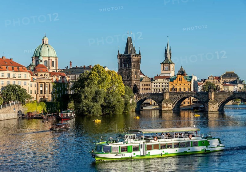 River Vltava with boats
