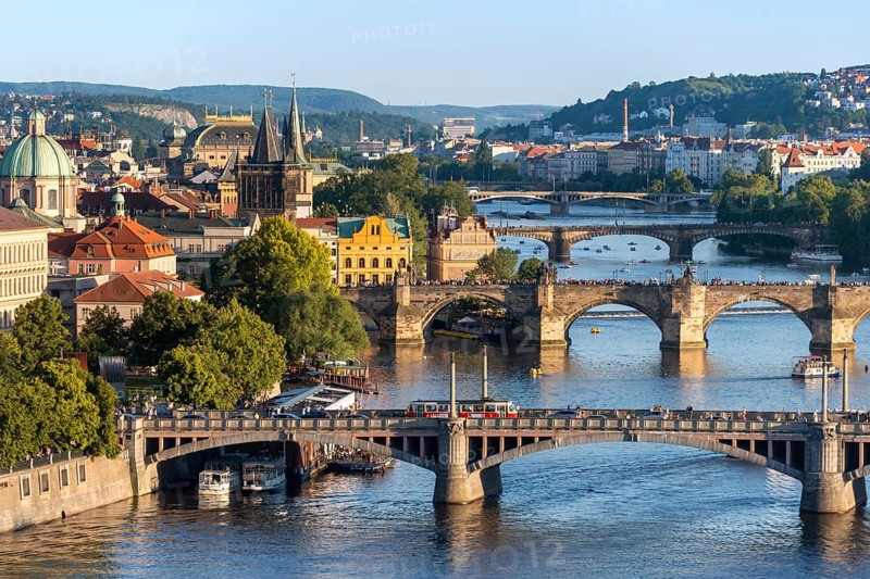 City view with bridges over the Vltava River