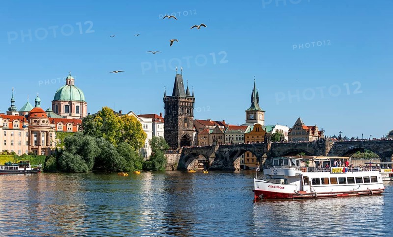 River Vltava with excursion boat