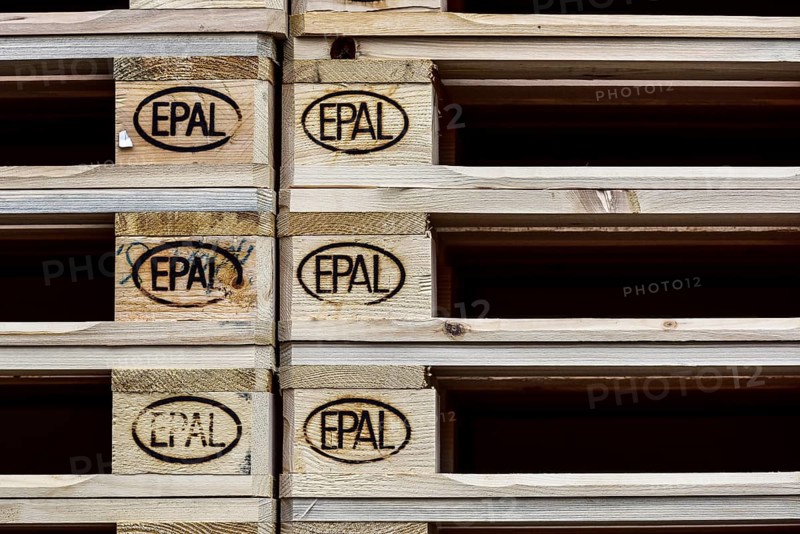 Stacked euro pallets with EPAL mark