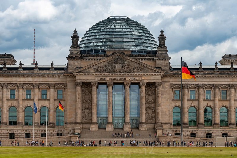 Reichstag and Germany Flag