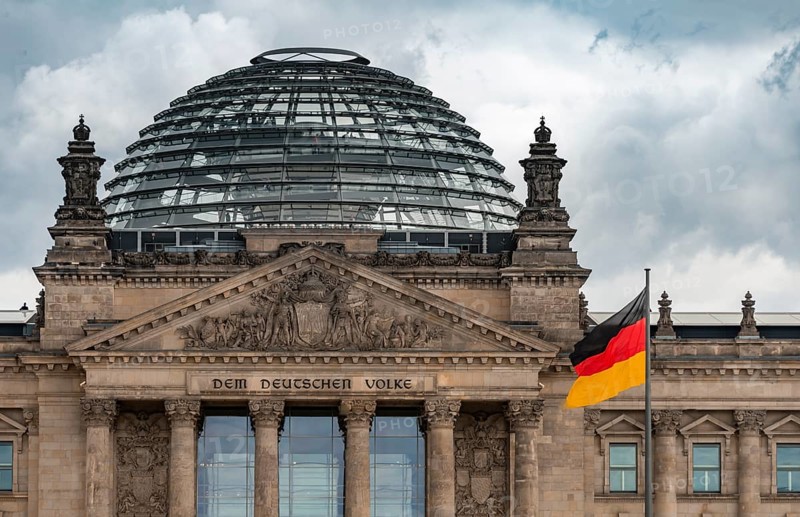 Reichstag and Germany Flag